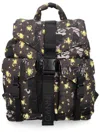 Ganni Floral Backpack Top Handle Adjustable Straps In Brown