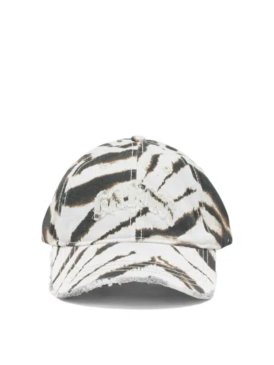 Ganni "zebra" Baseball Cap In White