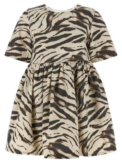 Ganni 'zebra Denim' Dress In Multicolor