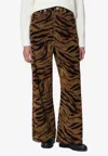 Ganni Womens Khaki Printed Baggy-fit Cotton-blend Jeans In Green