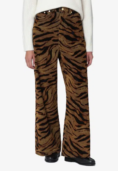 GANNI ZEBRA PRINT BAGGY JEANS