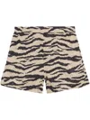 Ganni Zebra-print Crinked Shorts In Multicolour