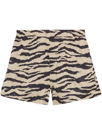 GANNI ZEBRA-PRINT CRINKED SHORTS