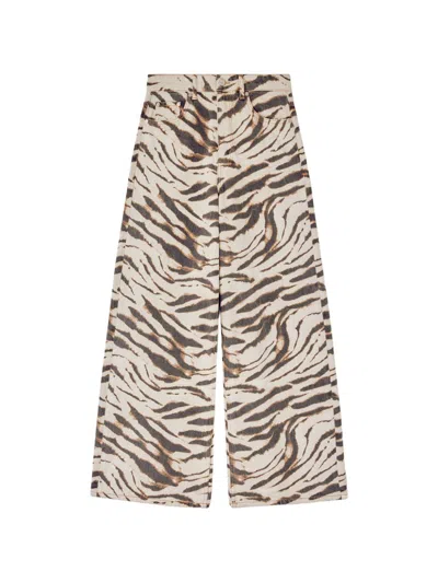 Ganni Zebra Print Denim Jeans In Multi