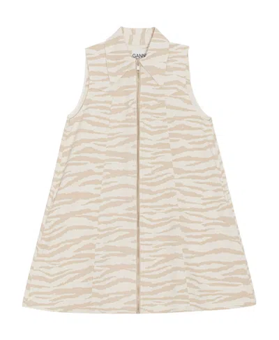 GANNI GANNI ZEBRA PRINTED SLEEVELESS MINI DRESS