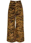 Ganni Zebra-print Wide-leg Jeans In Brown