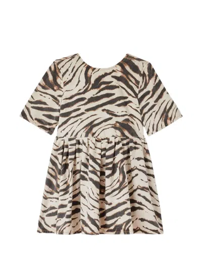 Ganni Zebra Denim Dresses Multicolor In Brown