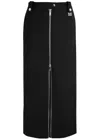 Ganni Zip-up Crepe Midi Skirt In Black