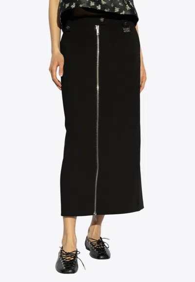 GANNI ZIP-UP CREPE MIDI SKIRT