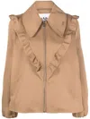 Ganni Zip-up Jacket In Brown