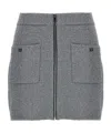 Ganni Sparkle Wool Mini Skirt With Elastic Waistband In Gray