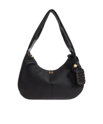 Ganni Zip-up Medium Shoulder Bag In Black