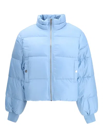 Ganni Zip-up Puffer Jacket In Blue