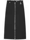Ganni Zip-up Crepe Midi Skirt In Black