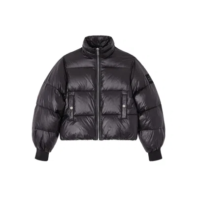 Ganni Zipped Puffer Jacket In Black