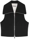 Ganni Zippered Peplum Vest Flared Cuffs In Black