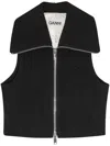 Ganni Zippered Peplum Vest Flared Cuffs In Black