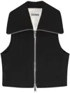 Ganni Zippered Peplum Vest Flared Cuffs In Black