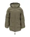 Ganni Midi Puffer Jacket With Detachable Hood In Green