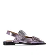 Ganni Women's Metallic Feminine Buckle Ballerinas Sneaker In Violet