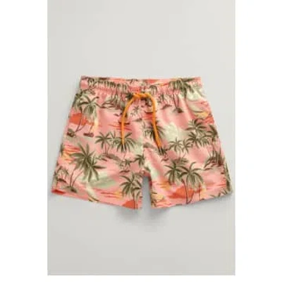 Gant - Hawaiian Print Swim Shorts In Peachy Pink 922416008 624