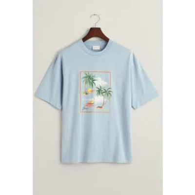 Gant - Hawaiian Printed T-shirt In Eggshell Dove Blue 2013080 474