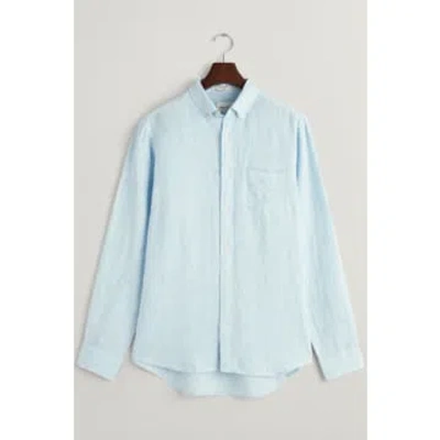 Gant - Regular Fit Houndstooth Linen Shirt In Capri Blue 3240067 468