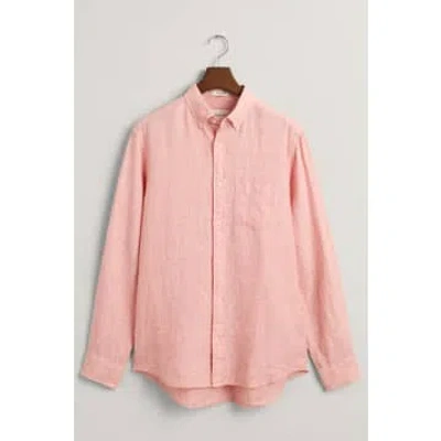 Gant - Regular Fit Linen Shirt In Peachy Pink 3240102 624