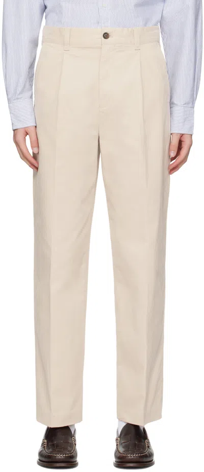 Gant 240 Mulberry Street Beige Pleated Trousers In 239-silky Beige