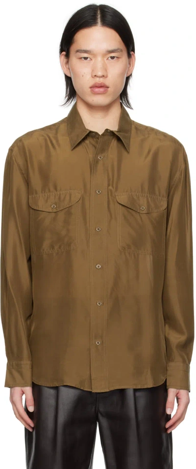 Gant 240 Mulberry Street Brown Flap Pocket Shirt In 215-brown Sugar