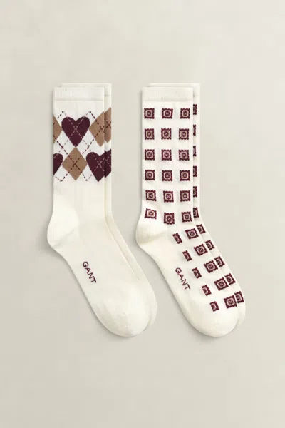 Gant 2-pack Argyle Heart Socks Gift Box In White