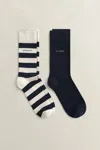 Gant 2-pack Barstripe & Solid Socks In Multi