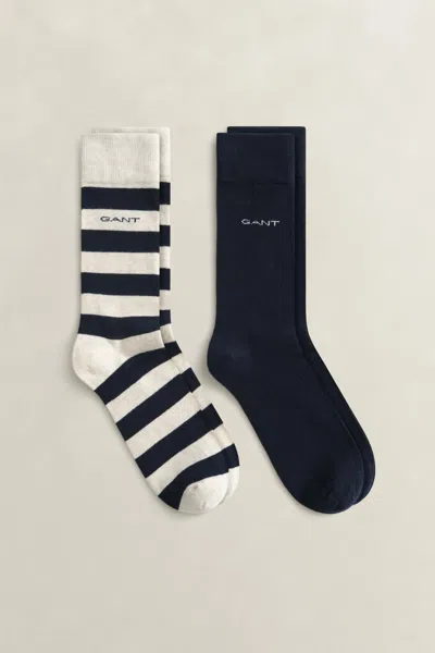 Gant 2-pack Barstripe & Solid Socks In Multi