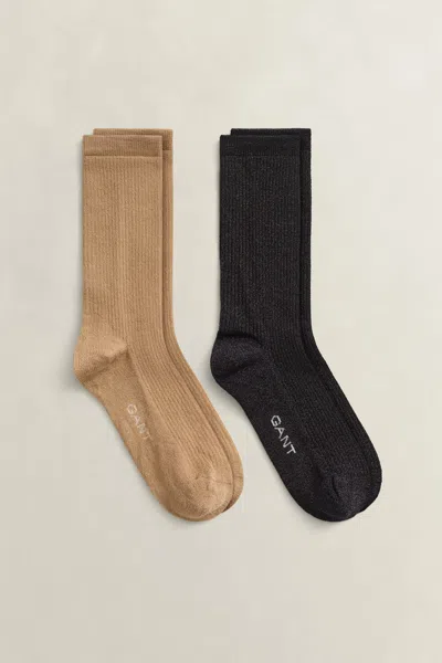 Gant 2-pack Metallic Socks Gift Box In Khaki
