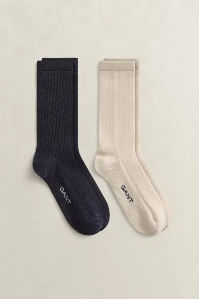 Gant 2-pack Metallic Socks Gift Box In Navy