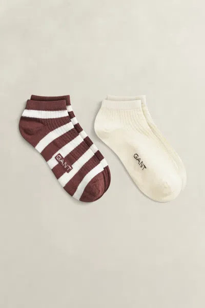 Gant 2-pack Striped & Solid Ankle Socks In Multi