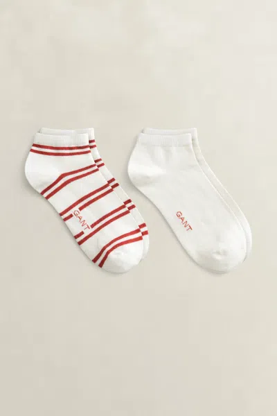 Gant 2-pack Striped Ankle Socks In White