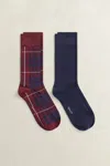 Gant 2-pack Tartan Socks Gift Box In Deep Grape Wine