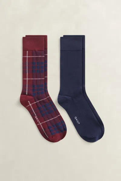 Gant 2-pack Tartan Socks Gift Box In Deep Grape Wine