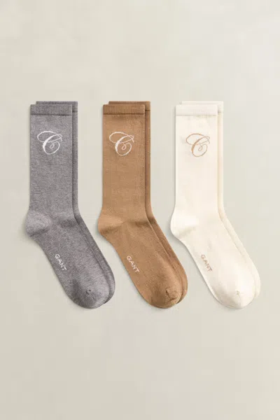 Gant 3-pack G Script Socks In Dark Grey