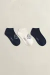 Gant 3-pack Monogram & Solid Ankle Socks In Multi