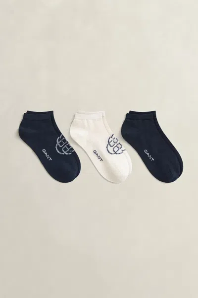 Gant 3-pack Monogram & Solid Ankle Socks In Multi