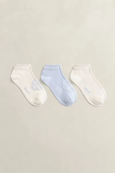 Gant 3-pack Monogram & Solid Ankle Socks In Multi