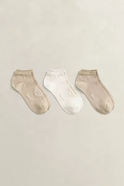 Gant 3-pack Monogram & Solid Ankle Socks In White