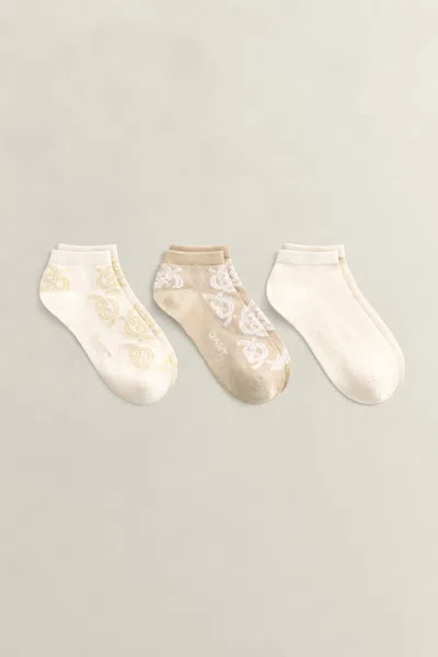 Gant 3-pack Monogram Ankle Socks In Neutral