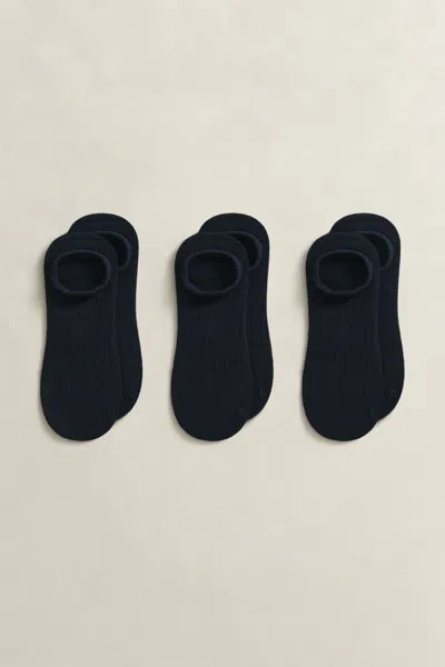 Gant 3-pack Ribbed Low-cut Socks In Blue