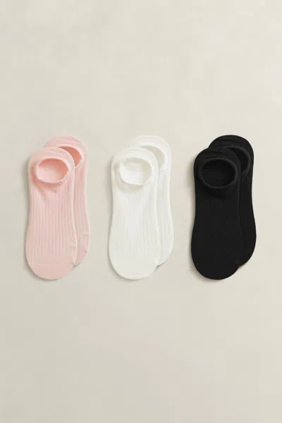 Gant 3-pack Ribbed Low-cut Socks In Pink