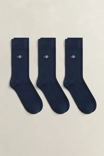 Gant 3-pack Shield Socks In Blue