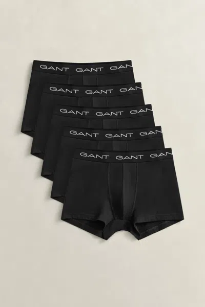 Gant Mens Slim Fit Stretch Cotton Jersey Trunks 5-pack In Black