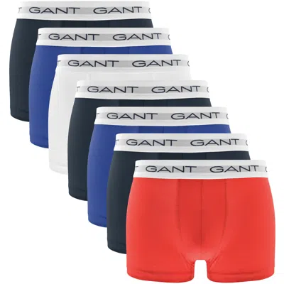 Gant 7 Pack Cotton Stretch Trunks In Blue